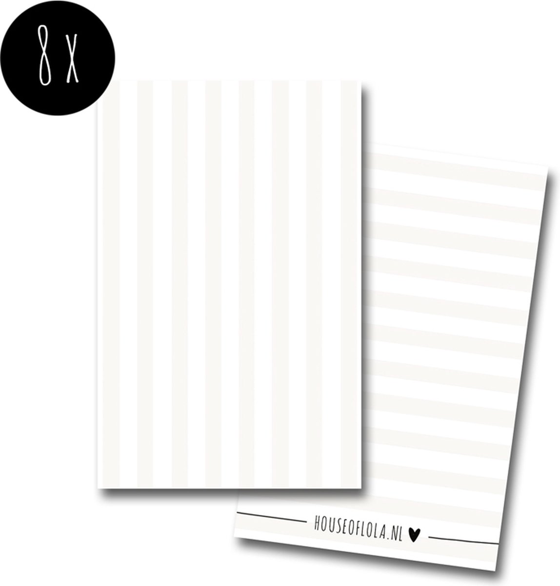 8x Minikaartjes / Blanco Kaartjes / Naamkaartjes | 85 x 55 mm | grijs & wit gestreept
